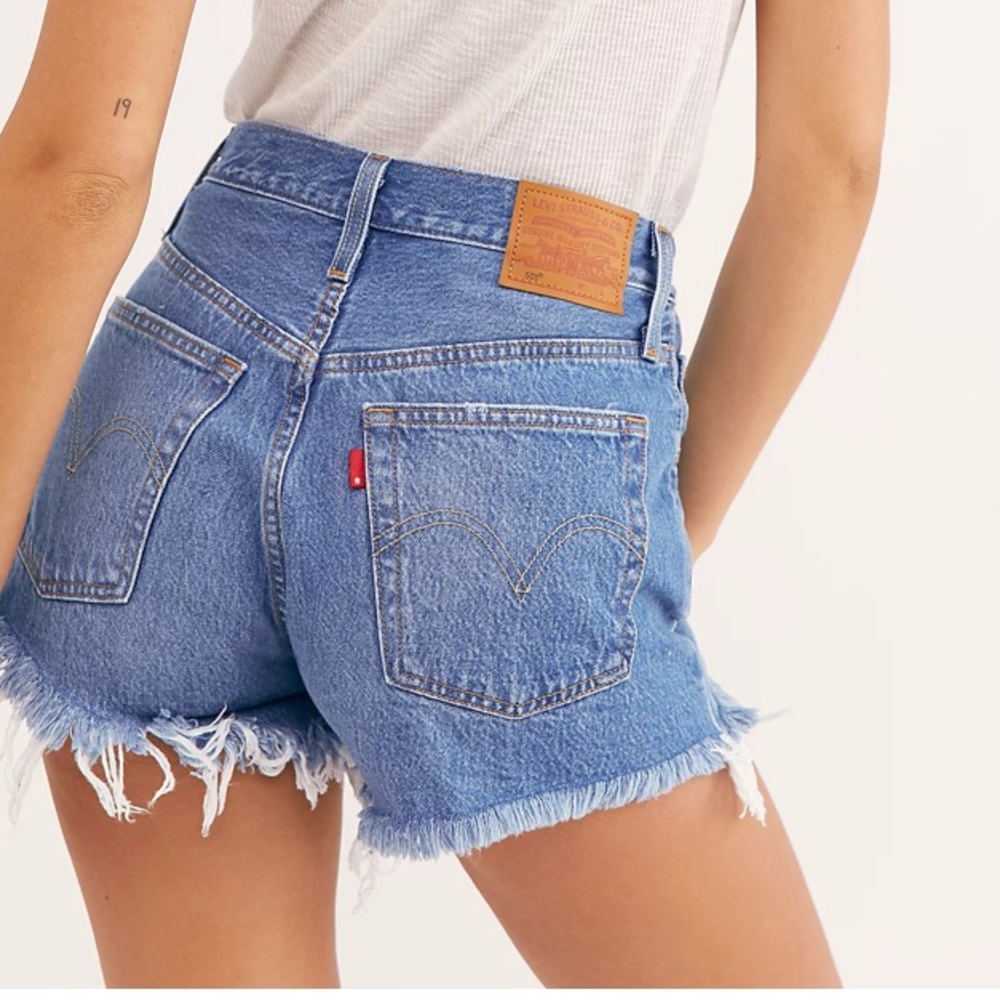 Levi’s 501 high rise button-up denim cutoff shorts